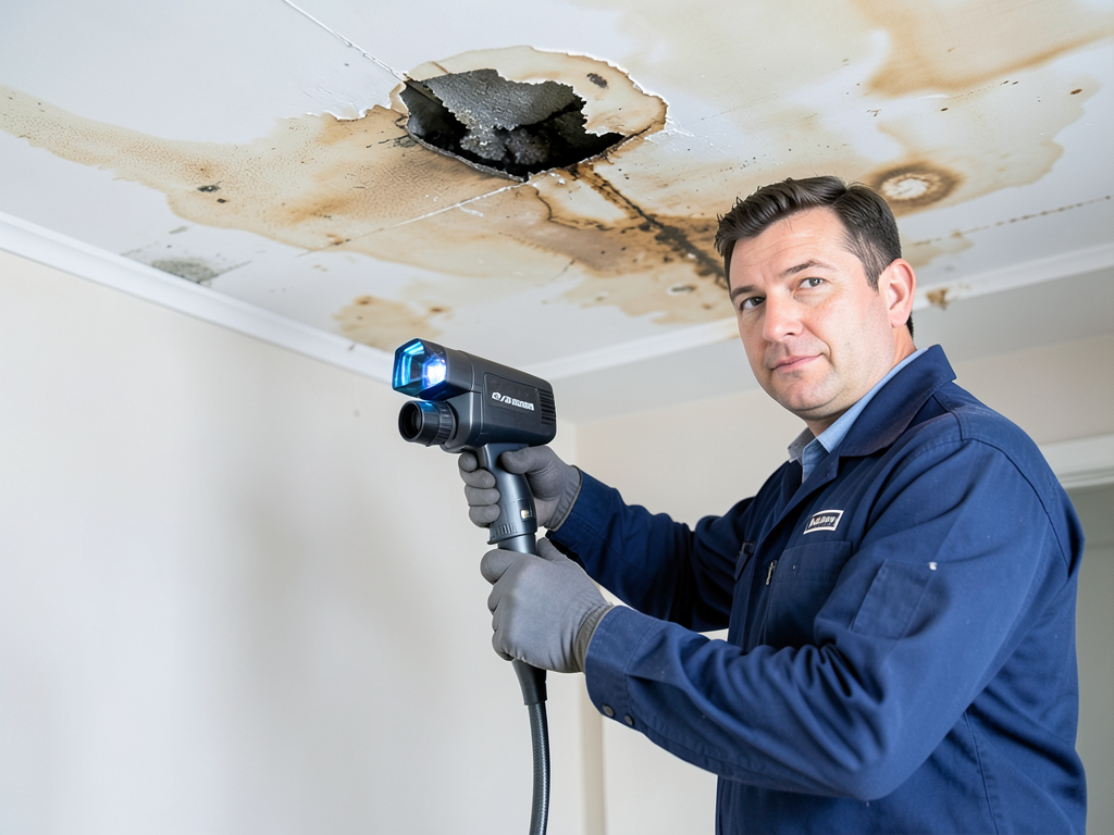 Repairing water damage from a leaking roof in newi